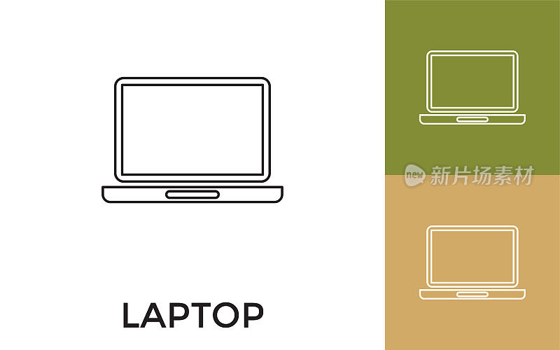 Editable Laptop Thin Line Icon with Title. Useful For Mobile Application, Website, Software and Print Media.